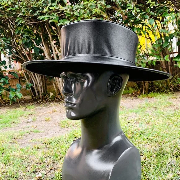 Black Steampunk Plague Doctor Costume Dress Up Accessory Flat Top Hat Cosplay